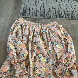 Versona Orange and Yellow Mini Bubble Top with Smocked Ruffles for Casual Wear